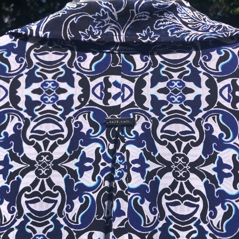 WHITE HOUSE BLACK MARKET TUNIC/DRESS XL Pit to Pit 22 1/2" Blues Blacks Preworn - Picture 8 of 15